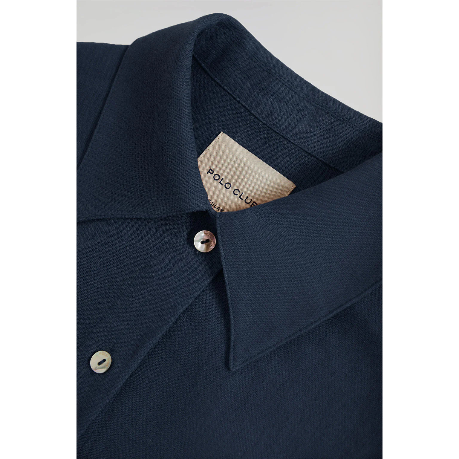 Vestito midi blu in lino con particolare ricamato Rigby Go