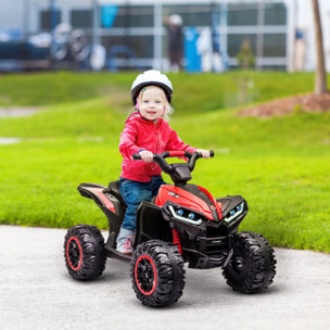 Quad Eléctrico para Niños de 3-5 Años Vehículo Eléctrico a Batería 12V con 2 Motores Faros Bocina Música Velocidad Ajustable Avance y Retroceso 83x53x55,5 cm Rojo