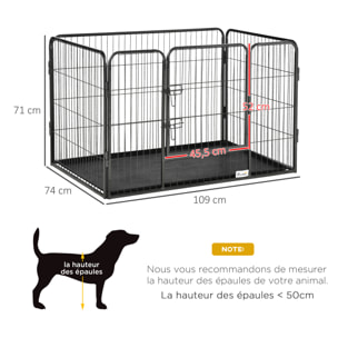 Cage chien démontable - enclos chien intérieur/extérieur - porte verrouillable, plateau - acier ABS gris noir