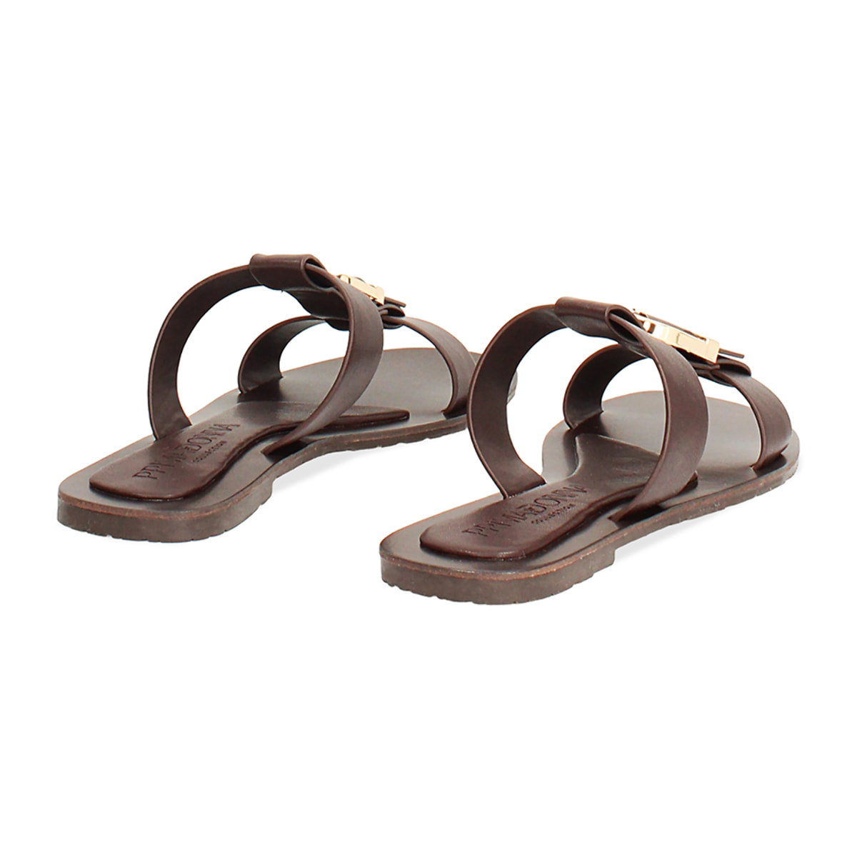 Sandalias planas marrón oscuro de estilo refinado