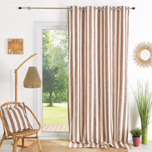 Rideau 100% coton larges rayures LOURMARIN - Terracotta