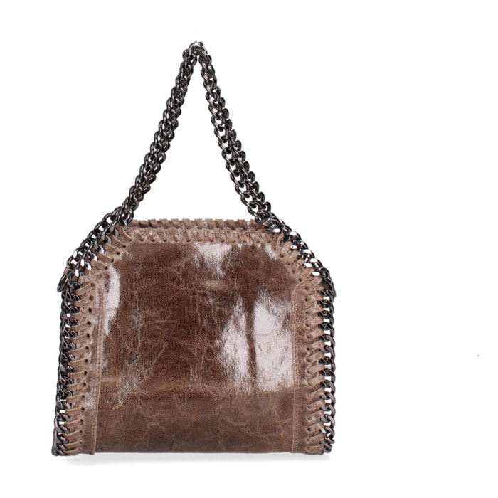 Borsa a mano da donna Made in Italy - Modello Zefira Chic - Pelle scamosciata stampata - 23.0 x 20.0 x 7.0 cm