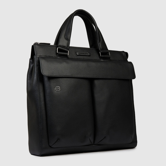 Piquadro Tote bag in pelle porta pc con protezione antiurto e tasca per AirTag® o CONNEQU 4.0