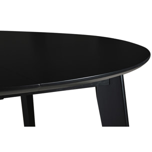 Table à manger design extensible ronde noire L120-150 cm LEENA