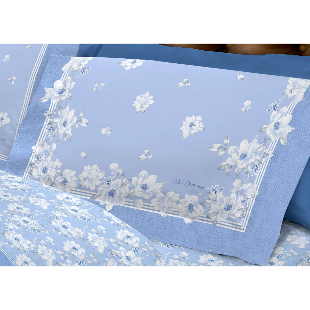 Completo Lenzuola In Calda Flanella Made In Italy Linea Europa Marsiglia Azzurro