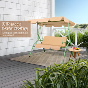 Hulaop - Dondolo 3 Posti da Giardino con Cuscino Imbottito e Tettuccio Parasole in Acciaio e Poliestere Beige