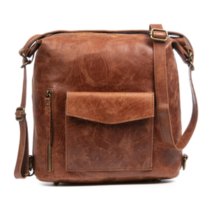 FIRENZE ARTEGIANI Borsa Zaino Donna Irene. Vera Pelle Scamosciata Stone Washed Made in Italy 31x13x32 Cm. Colore: pelle