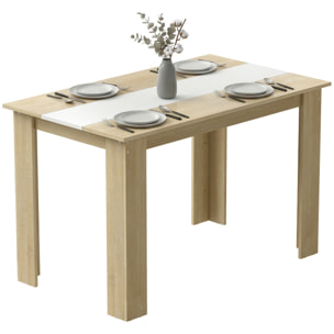 Table à manger grand plateau 4-6 personnes - dim. 120L x 69l x 75H cm - aspect bois chêne clair blanc