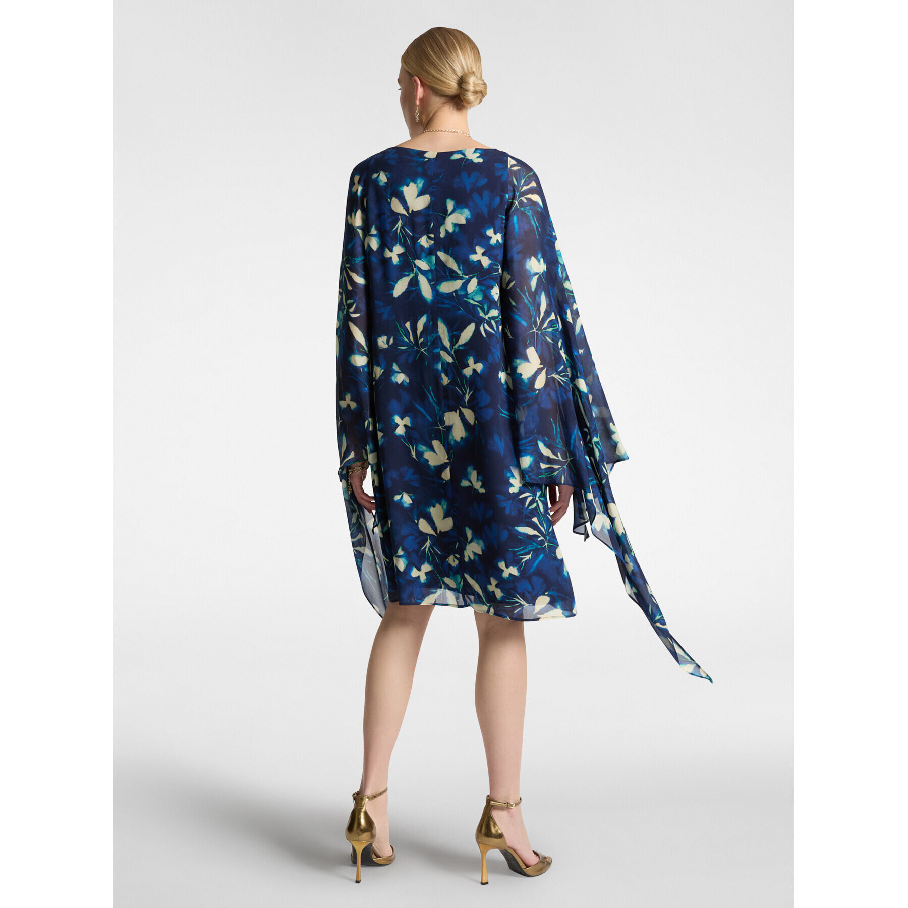 Elena Mirò - Elegante vestido estampado con capa - Azul