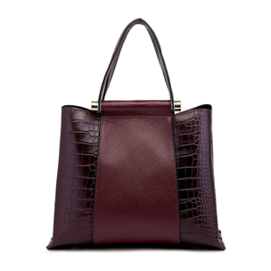 Borse Donna colore Bordeaux-in pelle Made in Italy 25x29x13cm