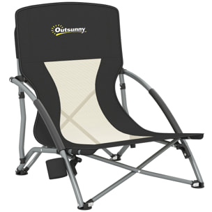 Chaise de plage pliante - chaise de camping compacte légère poids net 2,2 Kg - métal polyester textilène noir