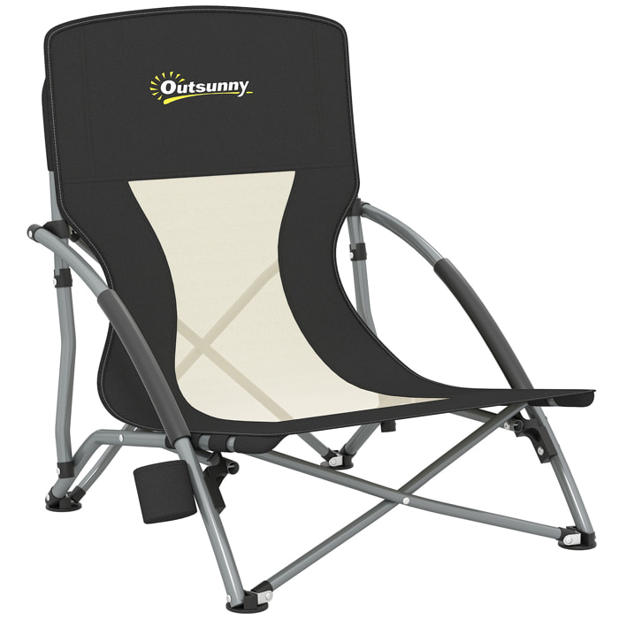 Chaise de plage pliante - chaise de camping compacte légère poids net 2,2 Kg - métal polyester textilène noir