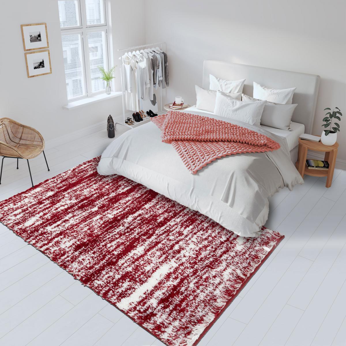 Tapis shaggy tissé motif faux uni HESO