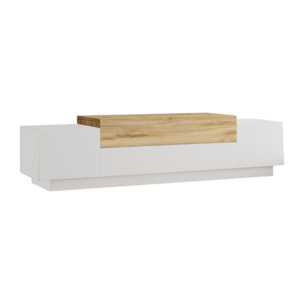 Meuble TV design blanc et bois 160 cm OLEM