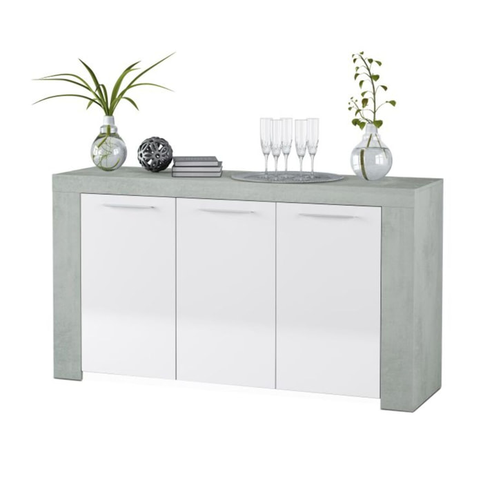 Aparador Dara Blanco Artik (Blanco Mate) - Gris Cemento