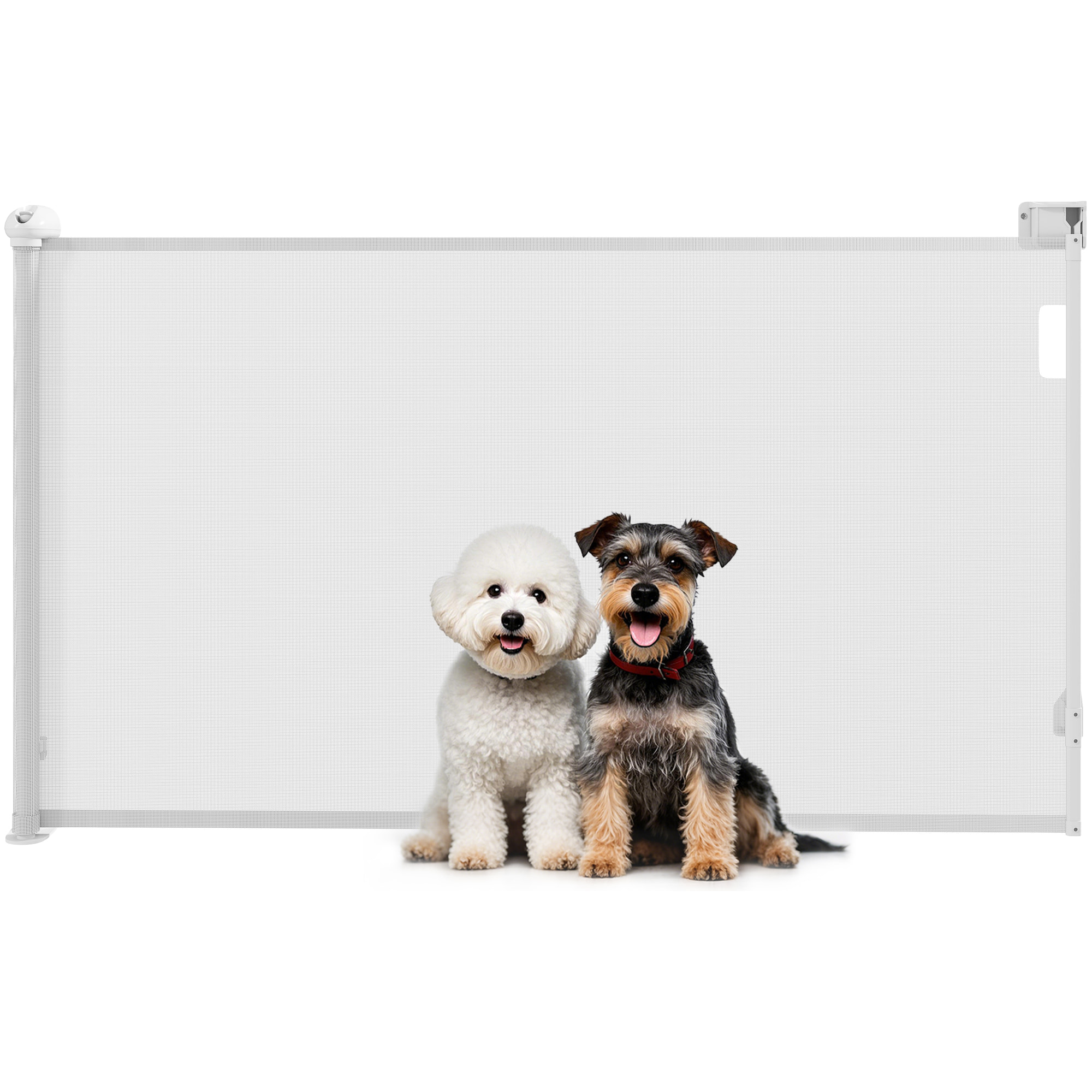 Barrera para Perros Retráctil 0-144 cm Puerta para Perros Pequeños Extensible Barrera de Seguridad para Mascotas con Interruptor de Cierre para Escaleras Puertas Pasillos