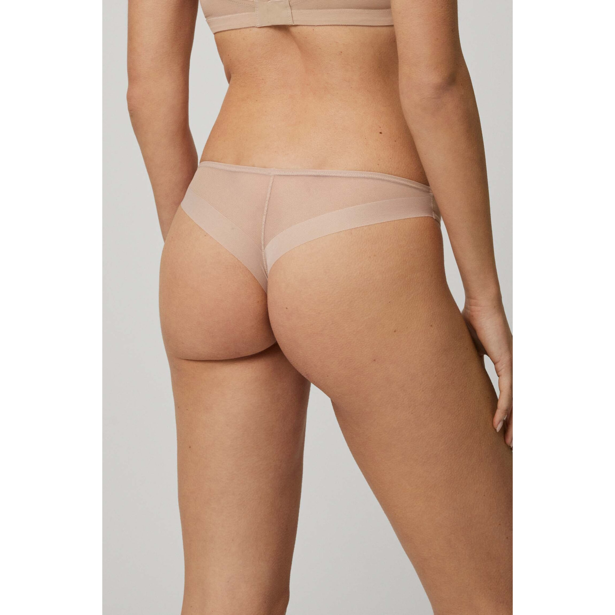 Perizoma con dettagli in tulle beige