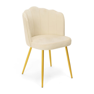 Chaises Arielle pieds dorés - Velours crème