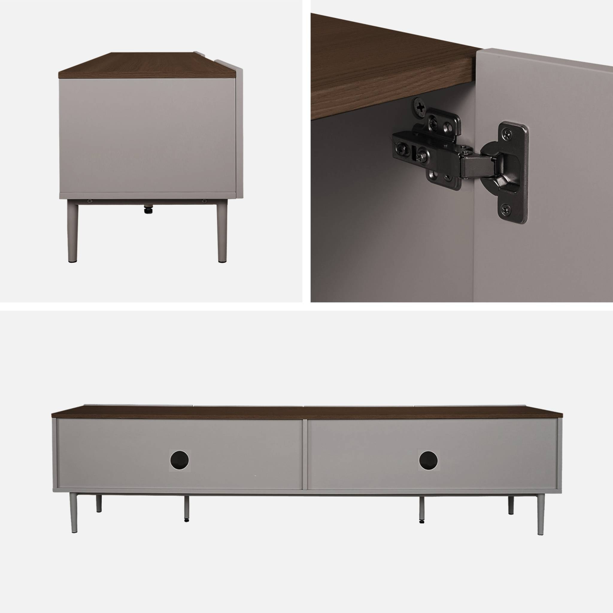 Meuble TV métal et décor bois 4 portes 180cm ASHTON