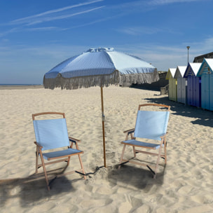 Chaise de plage en toile bleu à rayures PLAYA