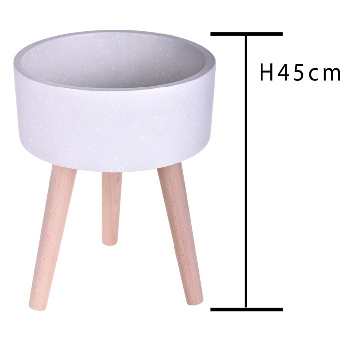 Vaso Con Gambe Faggio. Misure 35X45 Cm - Pezzi 1 - 35X45X35cm - Colore: Bianco - Bianchi Dino - Vasi In Resina E Cemento