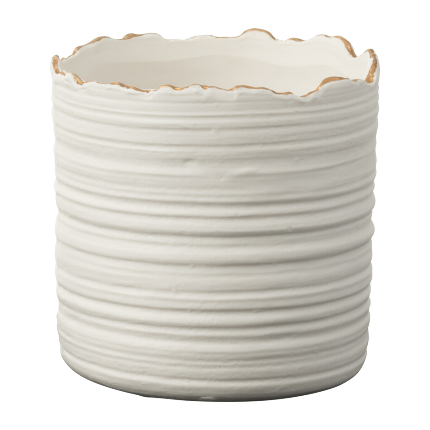 J-Line cache-pot Haut - porcelaine - blanc/or - small - Ø 13 cm