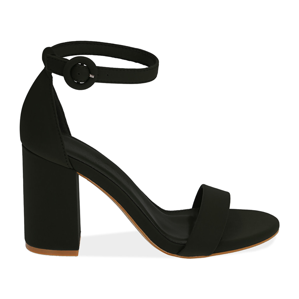 Sandalia lycra negra, tacón 9 cm