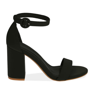 Sandalia lycra negra, tacón 9 cm