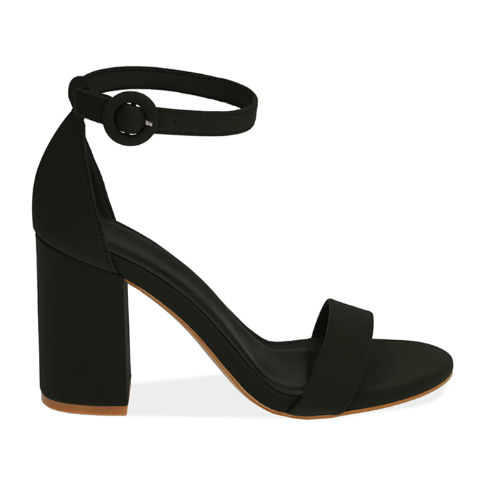 Sandalia lycra negra, tacón 9 cm