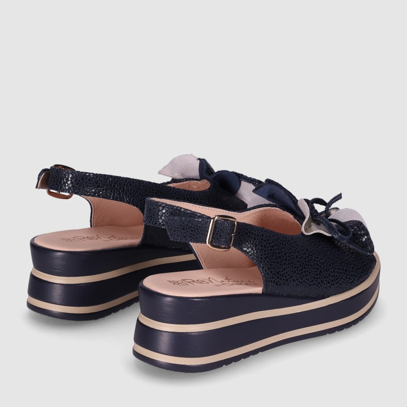 Sandalias de Piel - Marino - Tacón: 5 cm