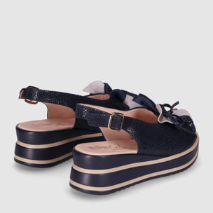 Sandalias de Piel - Marino - Tacón: 5 cm