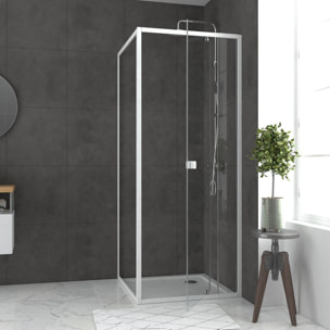 Porte de douche pivotante extensible 78 à 90cm + paroi de retour 80 + receveur 80x80 - WHITY PIVOT