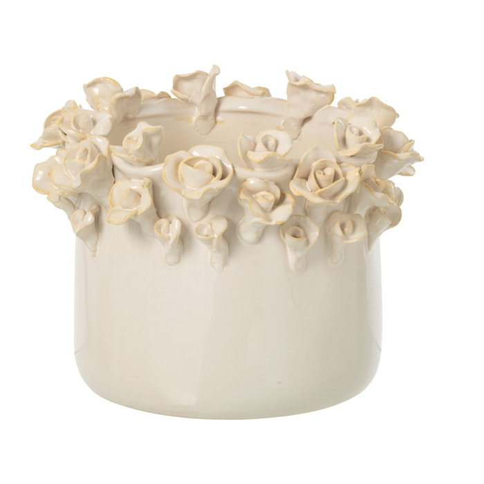 J-Line cache-pot roses - céramique - écru - large