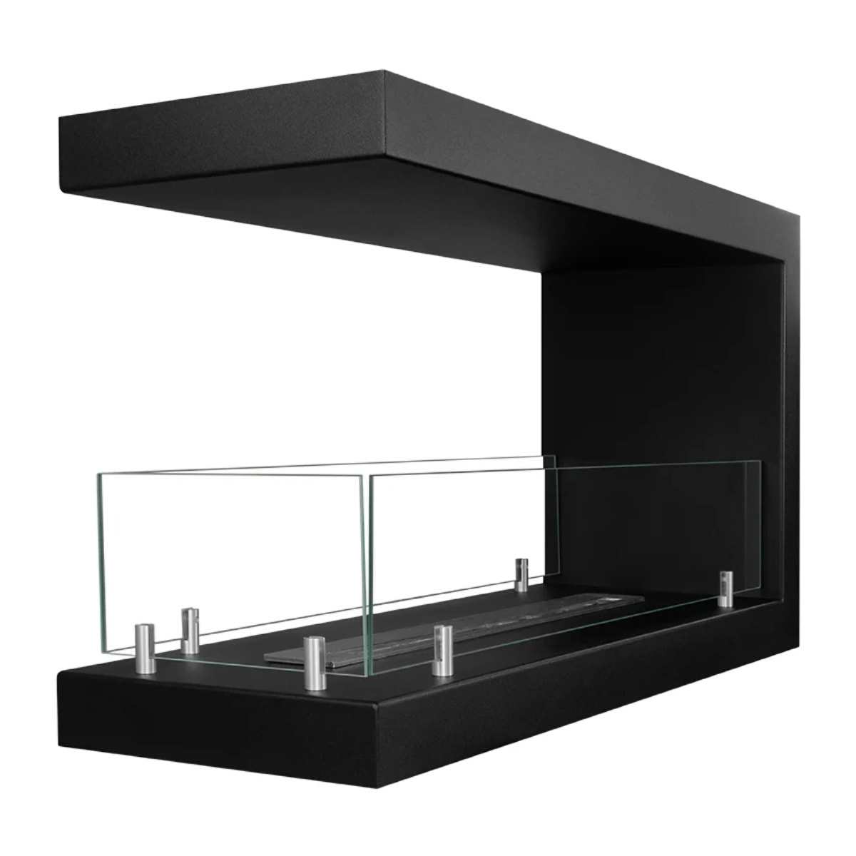 Maratea 90 - Camino a Bioetanolo da Incasso Trifacciale 90x50x30 cm con Bruciatore 1,5lt in Acciaio