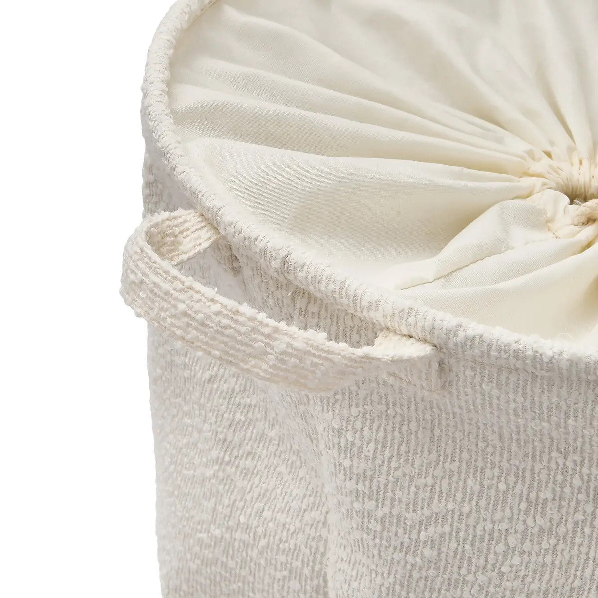 Panier à linge bouclette rond pliable 56L blanc