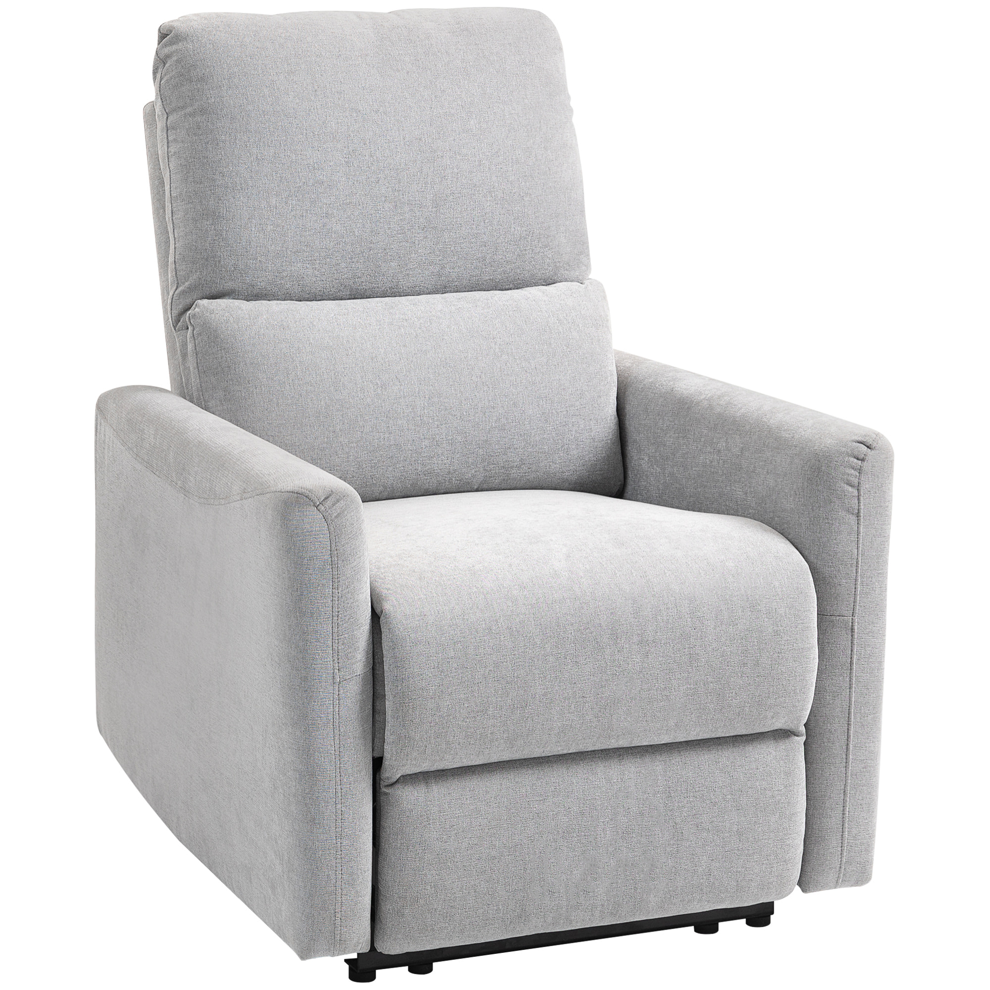 Fauteuil de relaxation inclinable repose-pieds intégré tissu toucher lin gris clair