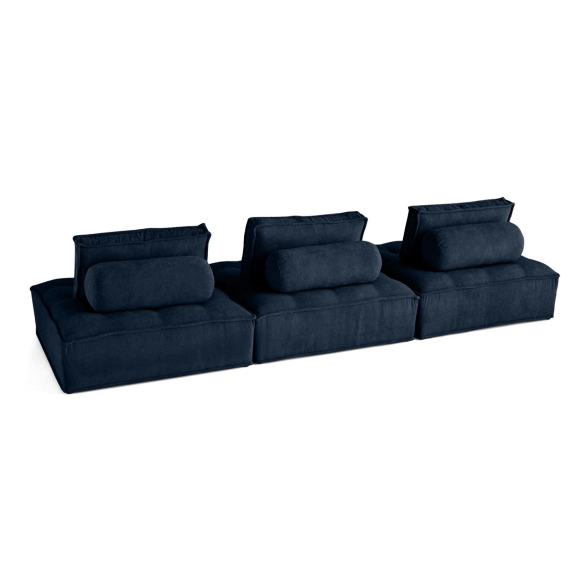 Marisol - canapé modulable droit 3 places - velours texturé - Bleu