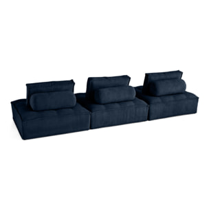 Marisol - canapé modulable droit 3 places - velours texturé - Bleu