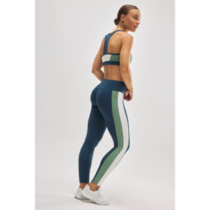 Leggings sportivi effetto push-up con blocchi di colore blu