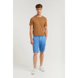 Bermuda cargo blu con logo ricamato