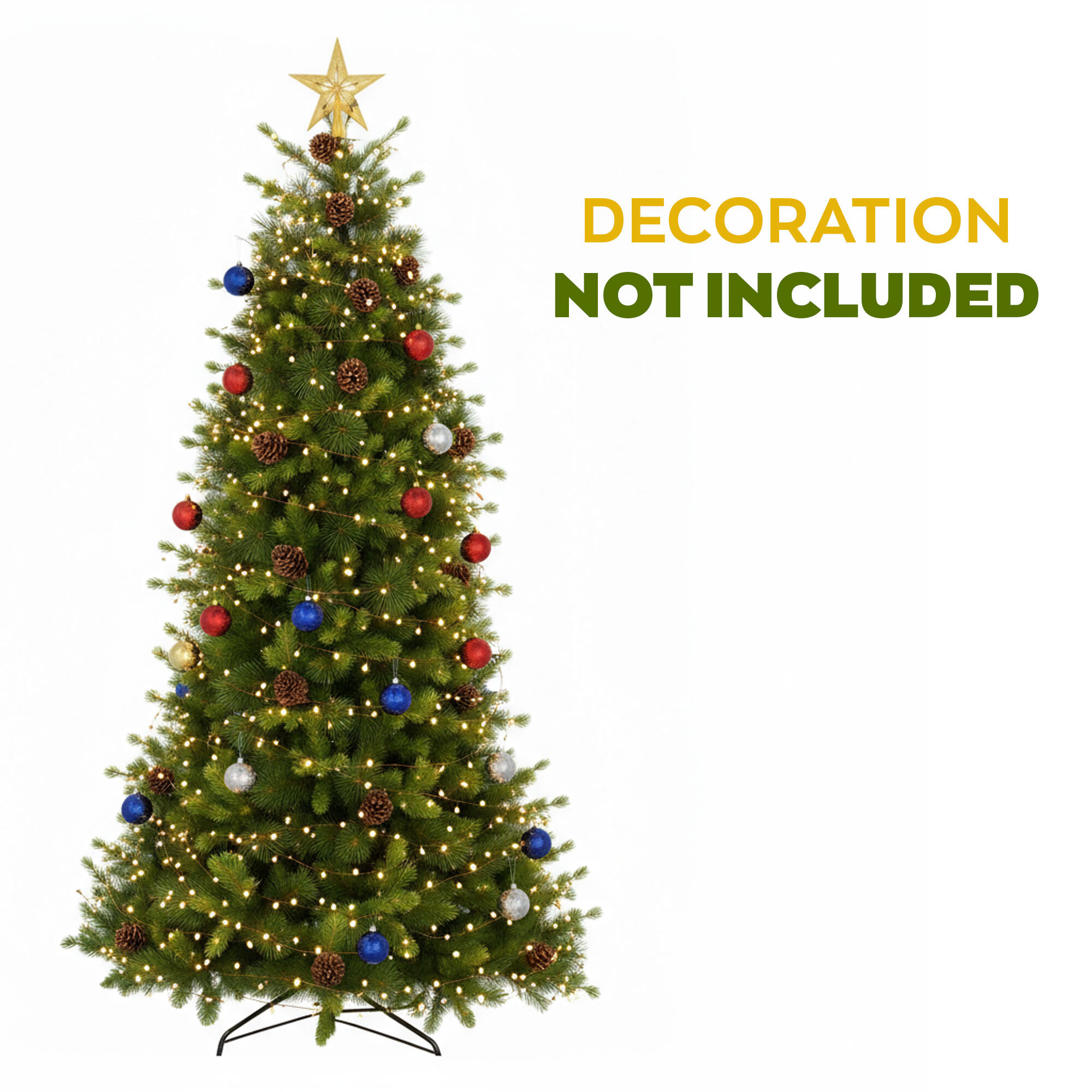 Waffle - Albero di Natale Tradizionale con Pigne in PE, PVC e PP Ø121x240H cm, 1391 Punte