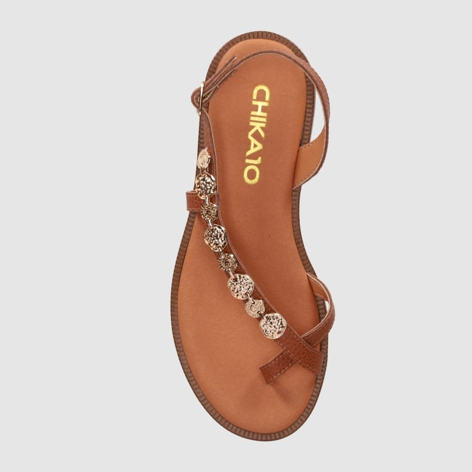 Sandalias de Piel - Cuero - Tacón: 1 cm