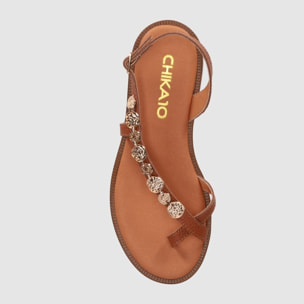 Sandalias de Piel - Cuero - Tacón: 1 cm