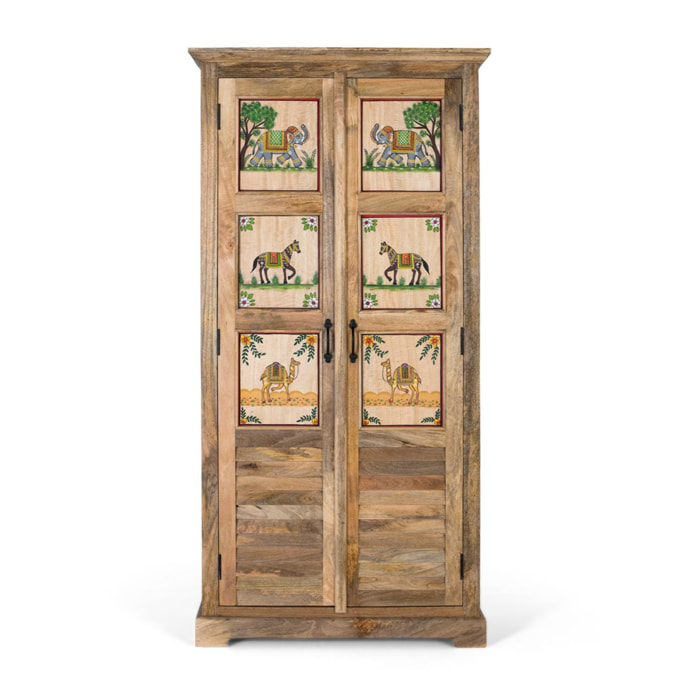 Armario de Madera de Mango 92 Cm Estilo Étnico Colonial