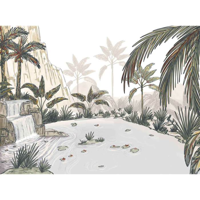 Papier peint panoramique Cascade tropicale  Intissé
