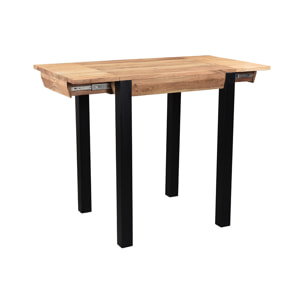 Table de bar extensible en bois massif et métal L80-135 cm TRAP