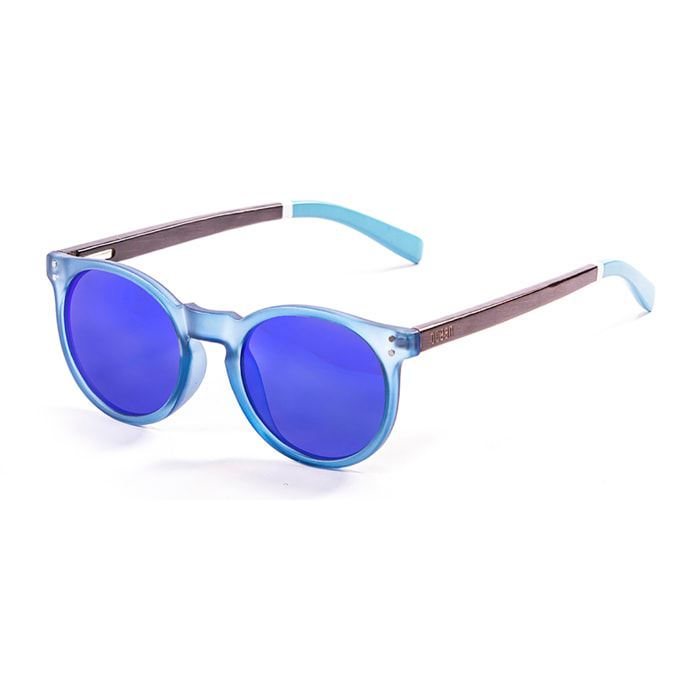 Gafas de sol OCEAN LIZARD WOOD - Azul esmerilado y patillas blanco-marrón / Marrón
