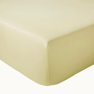 Drap-housse uni en satin de coton - Vert tilleul