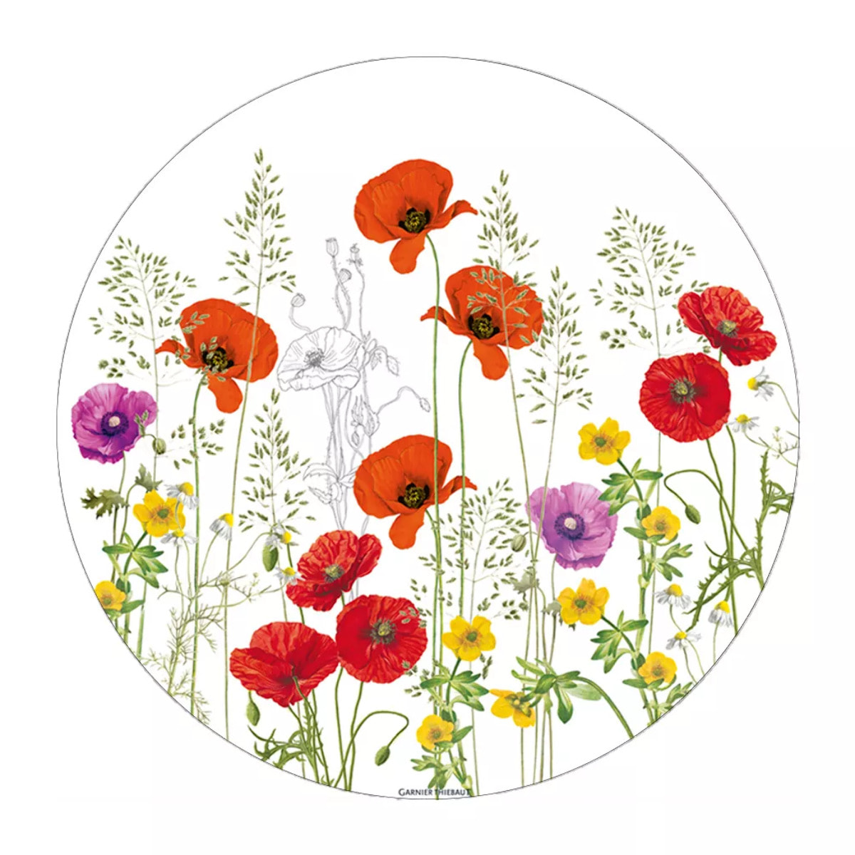 Set vinyle 860 g/m² imprimé rouge violet Les coquelicots violet