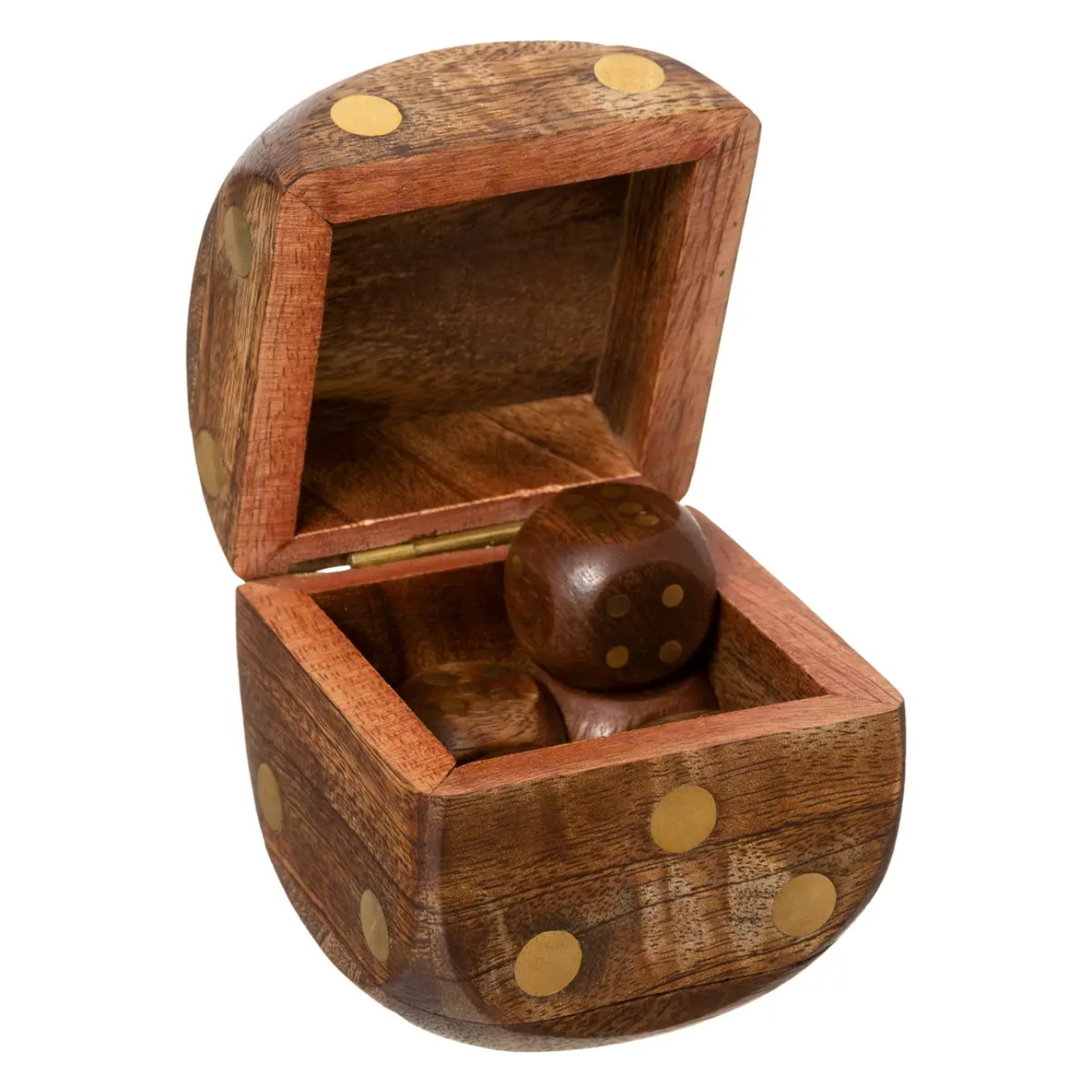 Jeu de dés - manguier et métal - 6 - 5x6 - 5 cm